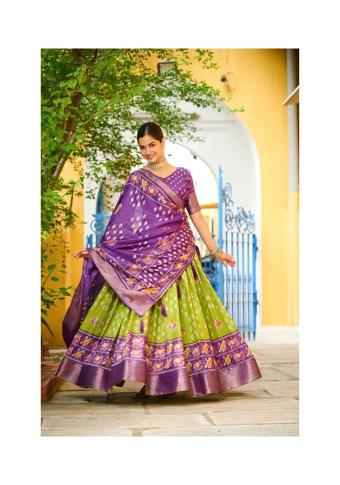 Malishka Export Lehenga Choli Set for Women in Mahendi Green - Image 5
